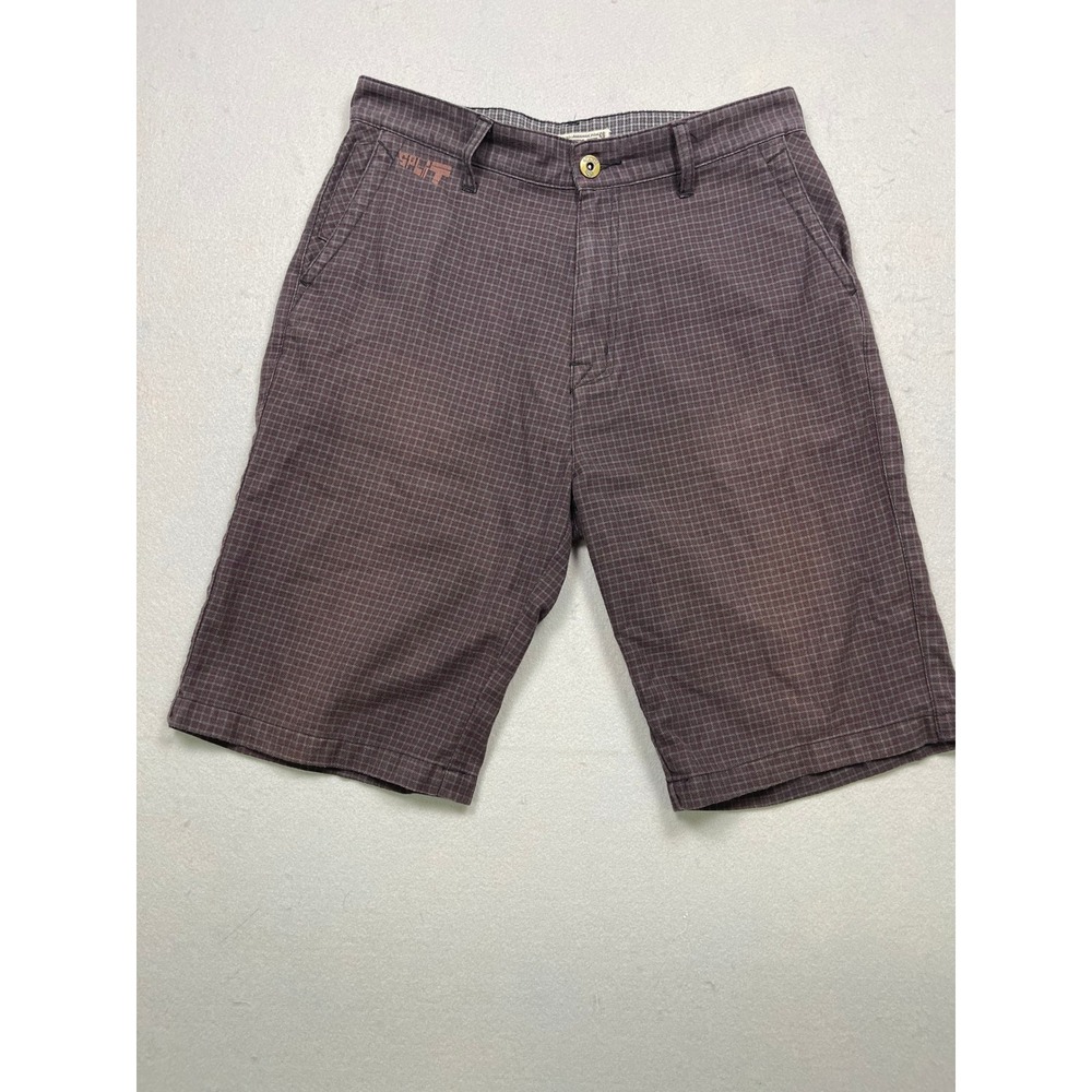 Split Shorts Cotton Plaid Brown Purple 32 Mens